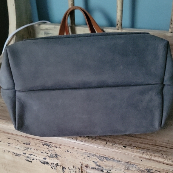 Portland Leather Goods Large Zipper Tote Storm/Tan - Picture 8 of 13